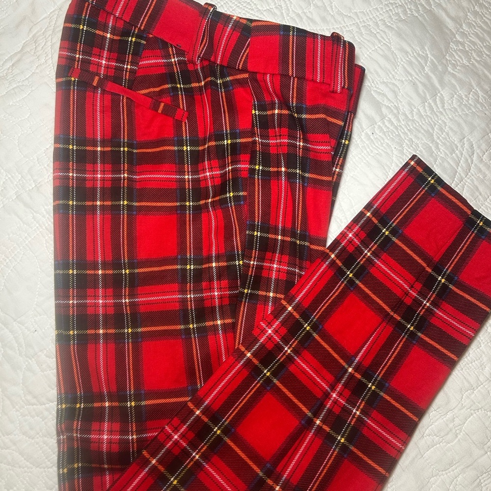 J. Crew Red Plaid Trousers